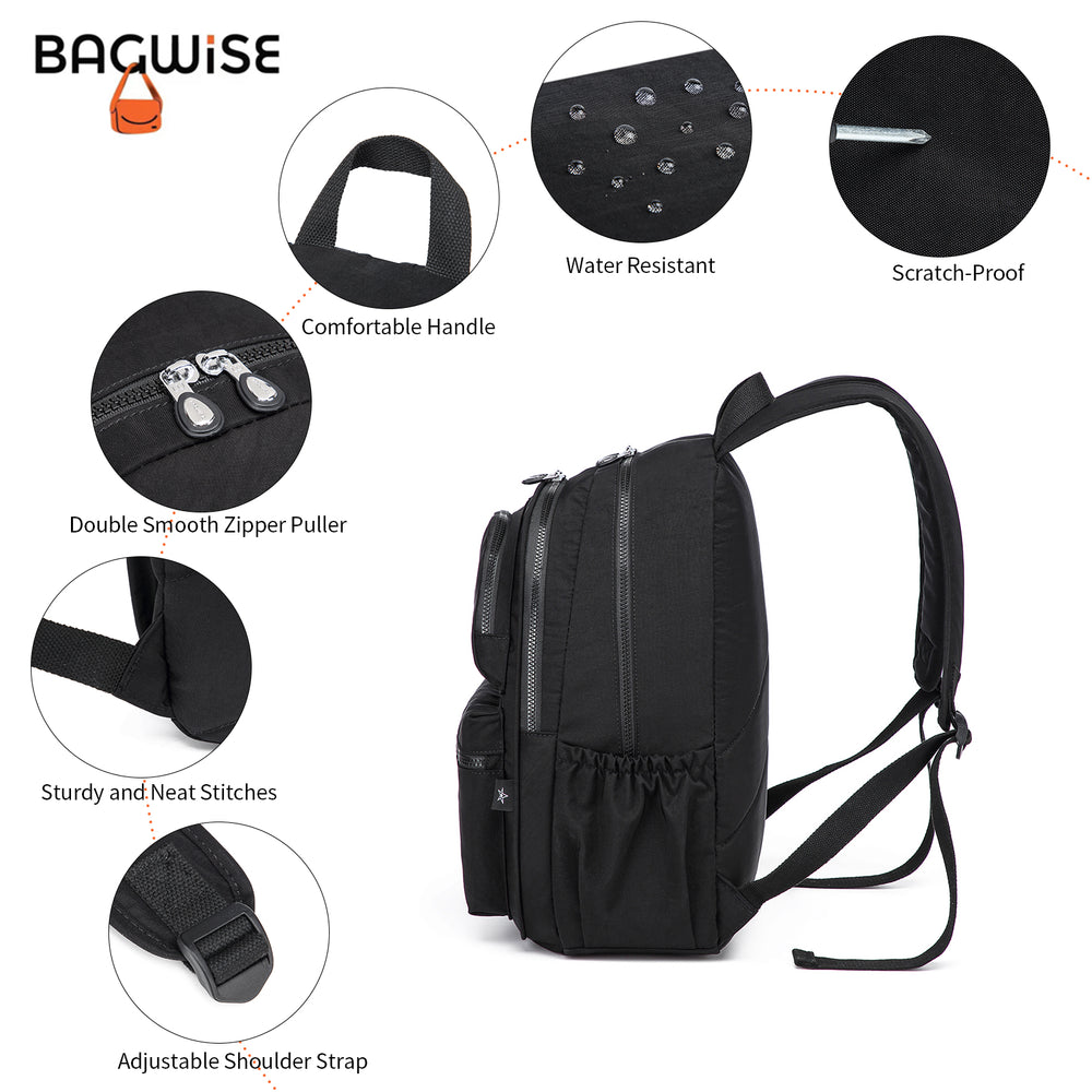 Crinkle Nylon Laptop Backpack – Water Repellent School Backpack Unisex 15.6