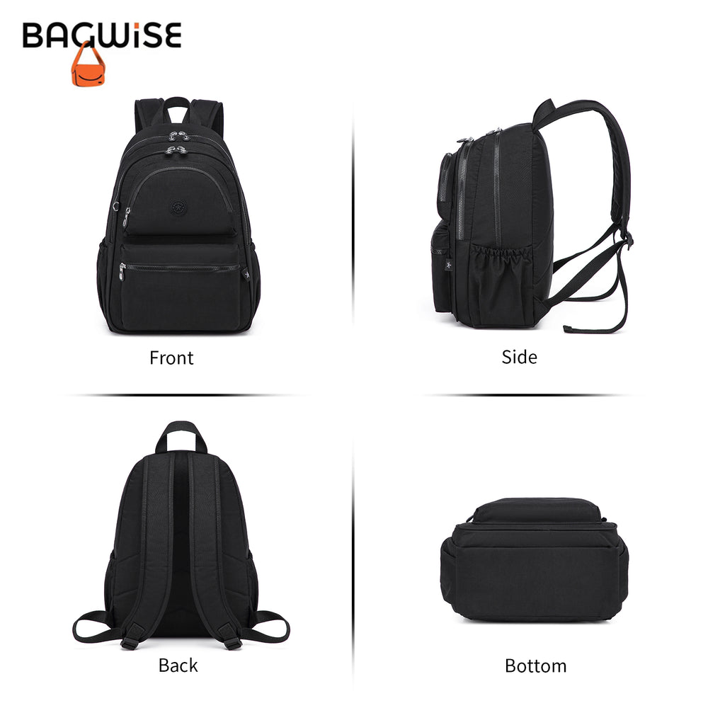 Crinkle Nylon Laptop Backpack – Water Repellent School Backpack Unisex 15.6