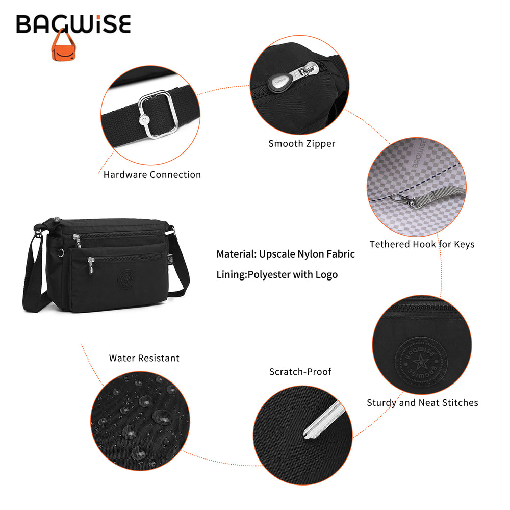 Crinkle Nylon Crossbody Shoulder Bag – Lightweight Water Repellent Unisex Sling Bag