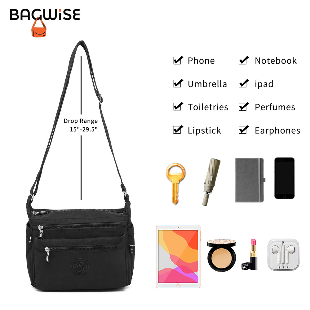 Crinkle Nylon Crossbody Shoulder Bag – Lightweight Water Repellent Unisex Sling Bag