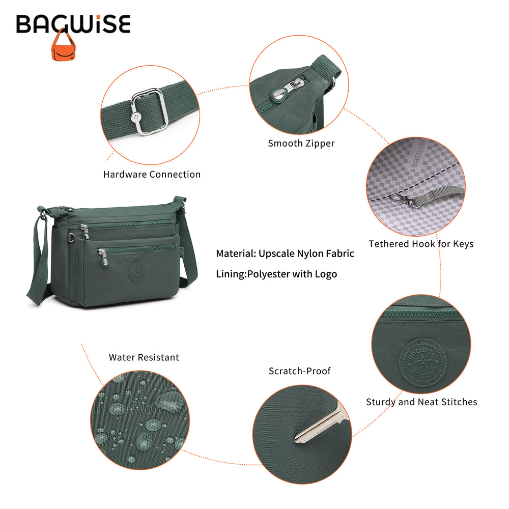 Crinkle Nylon Crossbody Shoulder Bag – Lightweight Water Repellent Unisex Sling Bag