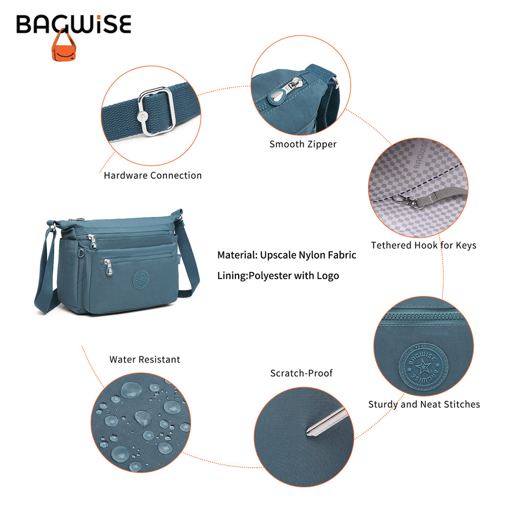 Crinkle Nylon Crossbody Shoulder Bag – Lightweight Water Repellent Unisex Sling Bag