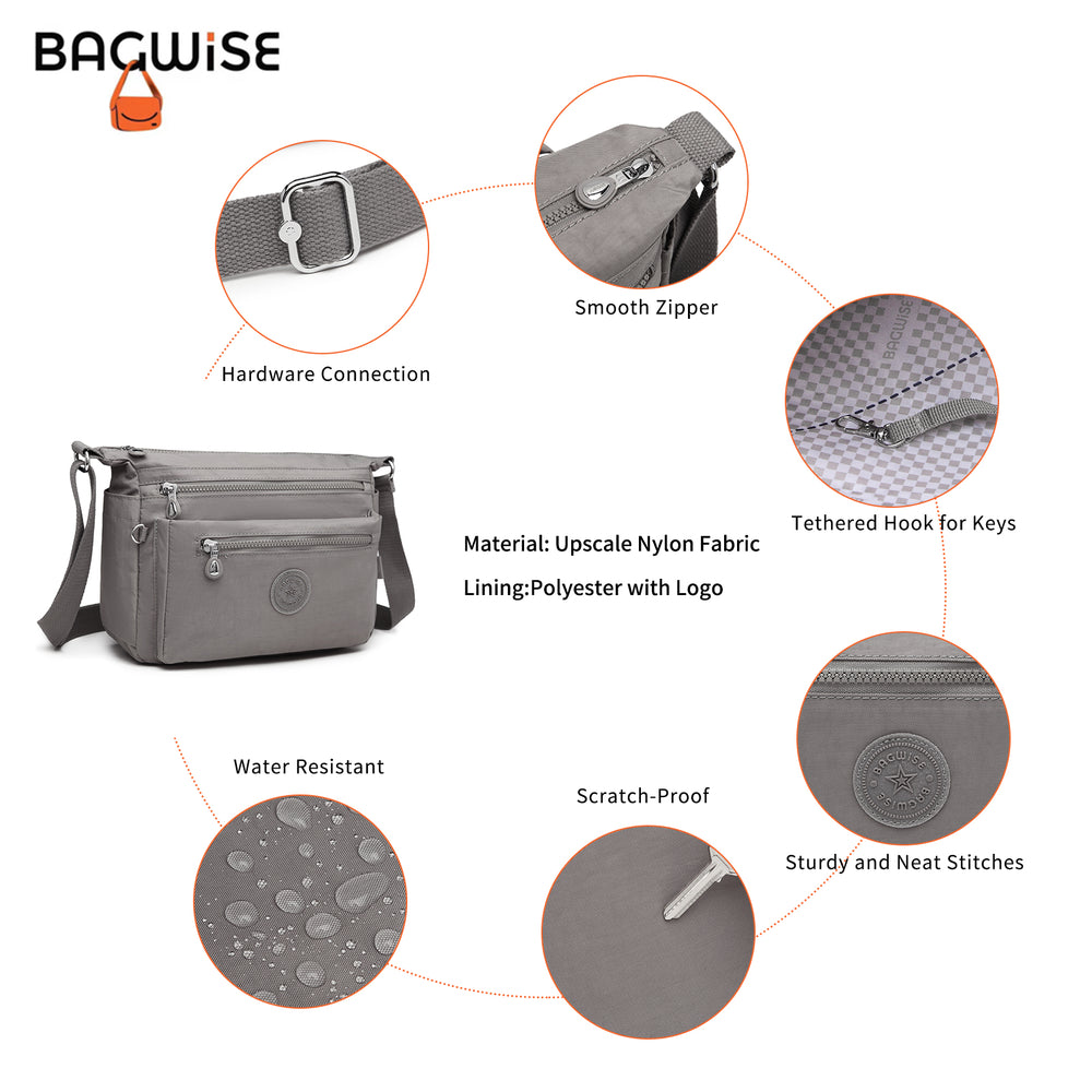 Crinkle Nylon Crossbody Shoulder Bag – Lightweight Water Repellent Unisex Sling Bag