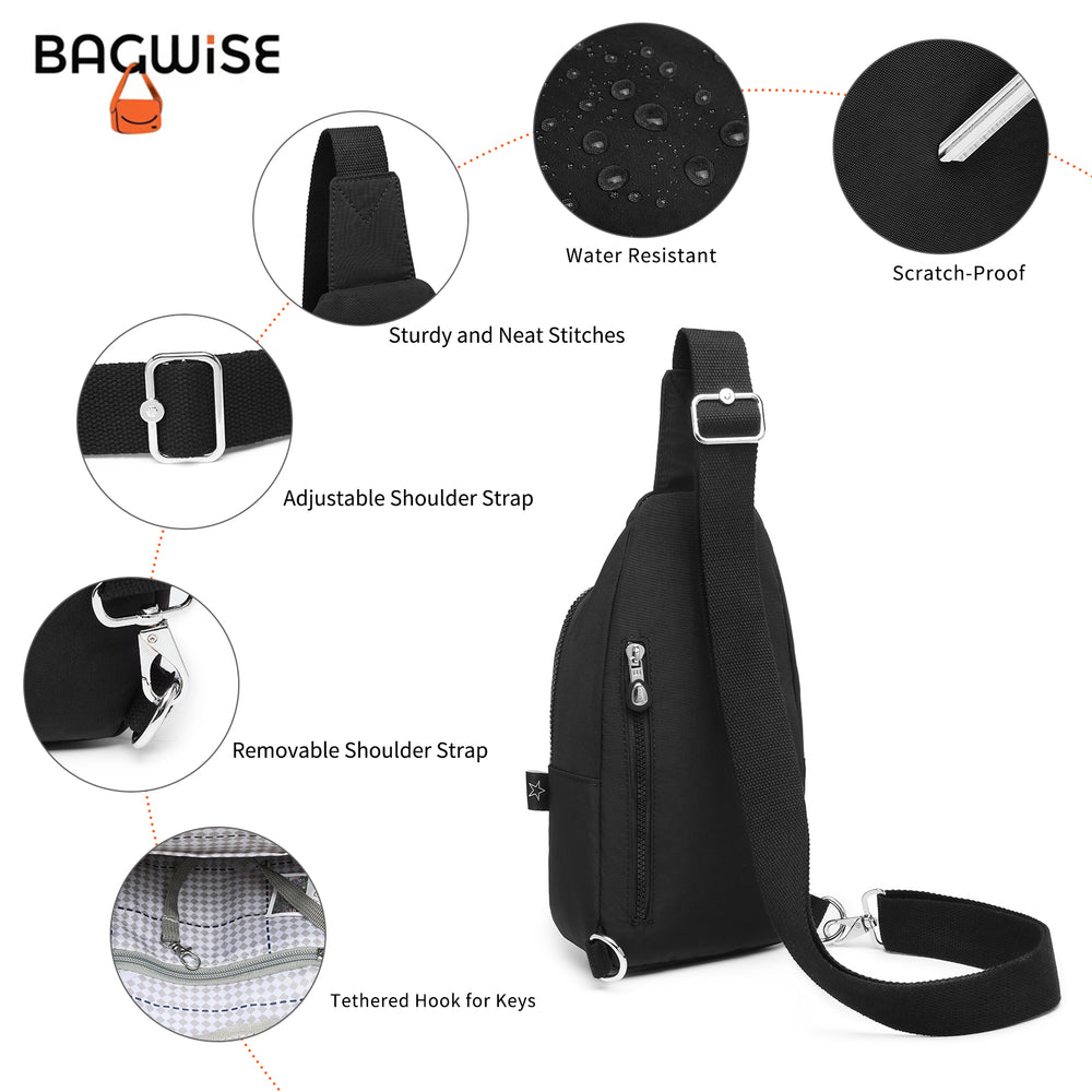 Crinkle Crossbody Sling Bag – Lightweight Anti Theft Water Repellent Vegan Shoulder Bag