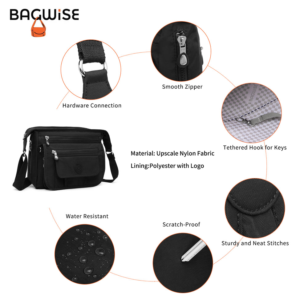 Crinkle Nylon Crossbody Shoulder Bag – Lightweight Water Repellent Unisex Sling Bag