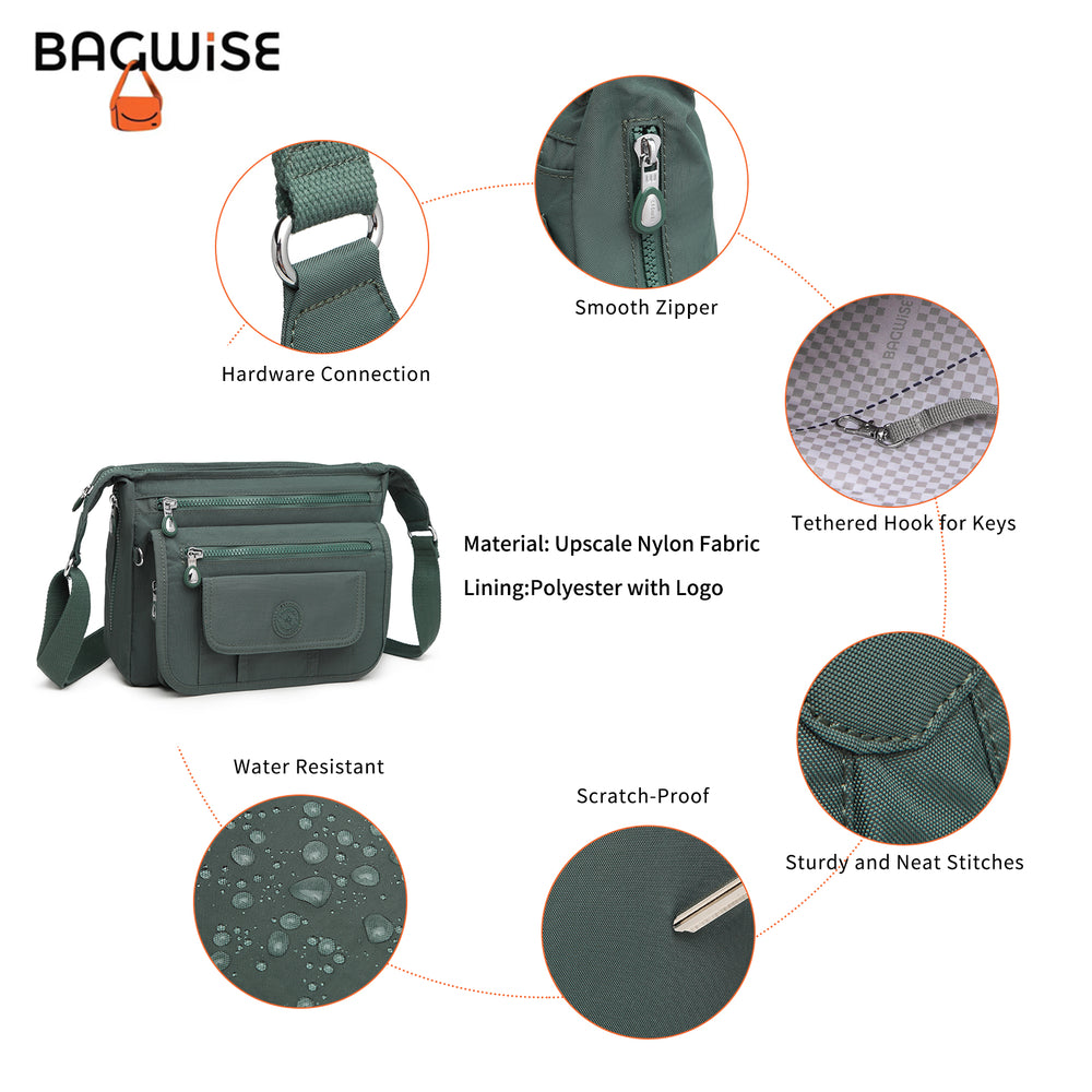 Crinkle Nylon Crossbody Shoulder Bag – Lightweight Water Repellent Unisex Sling Bag