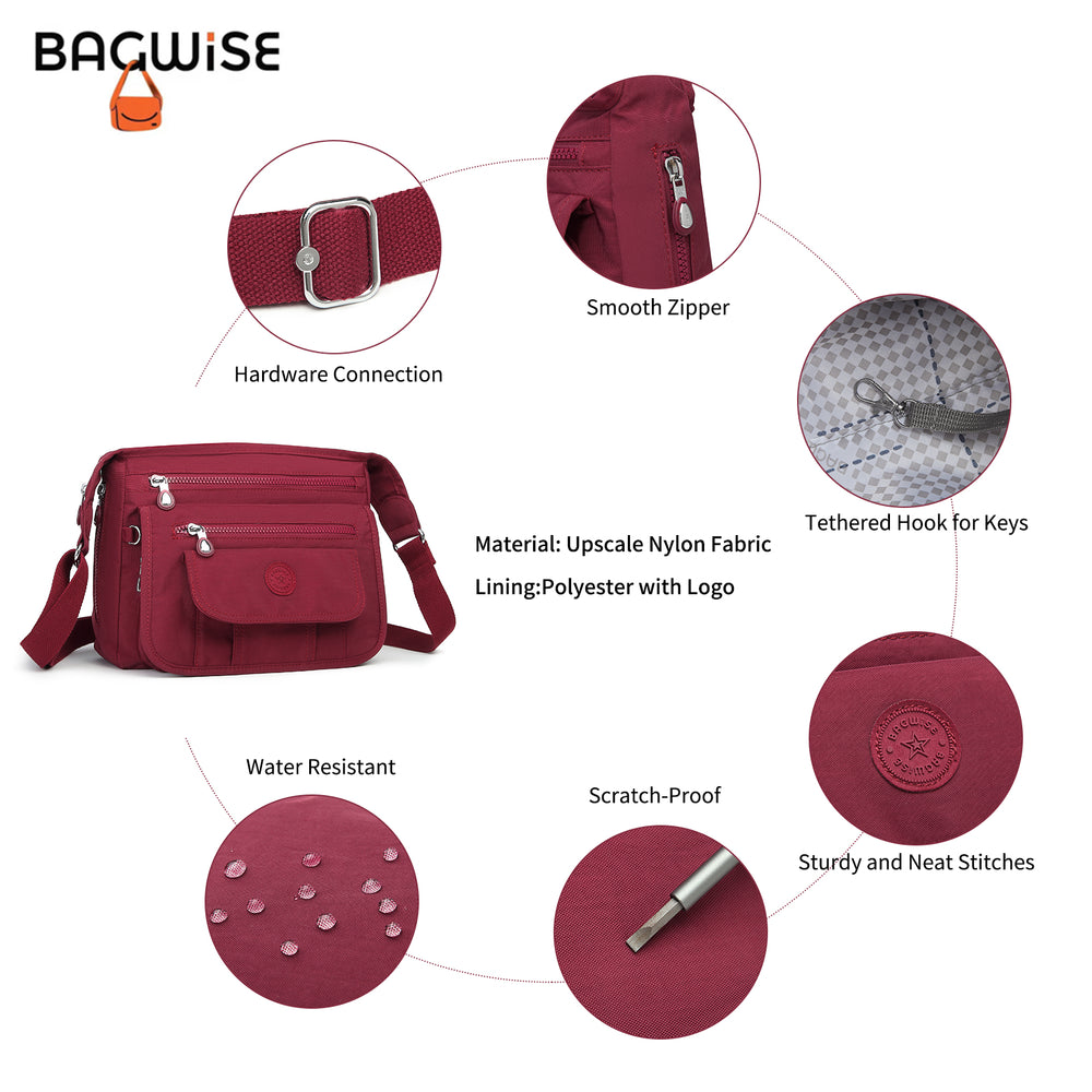 Crinkle Nylon Crossbody Shoulder Bag – Lightweight Water Repellent Unisex Sling Bag