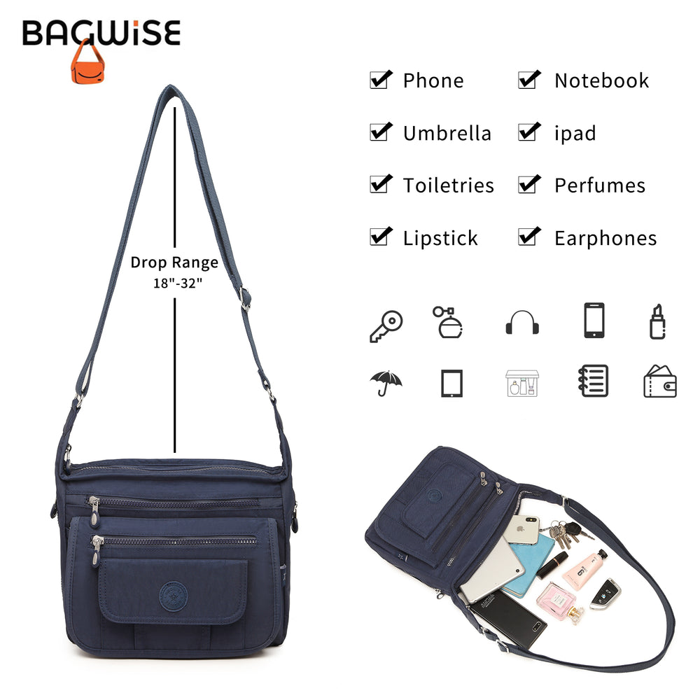 Crinkle Nylon Crossbody Shoulder Bag – Lightweight Water Repellent Unisex Sling Bag