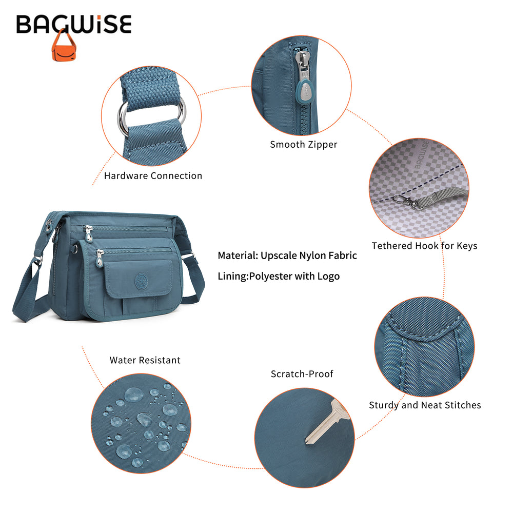 Crinkle Nylon Crossbody Shoulder Bag – Lightweight Water Repellent Unisex Sling Bag