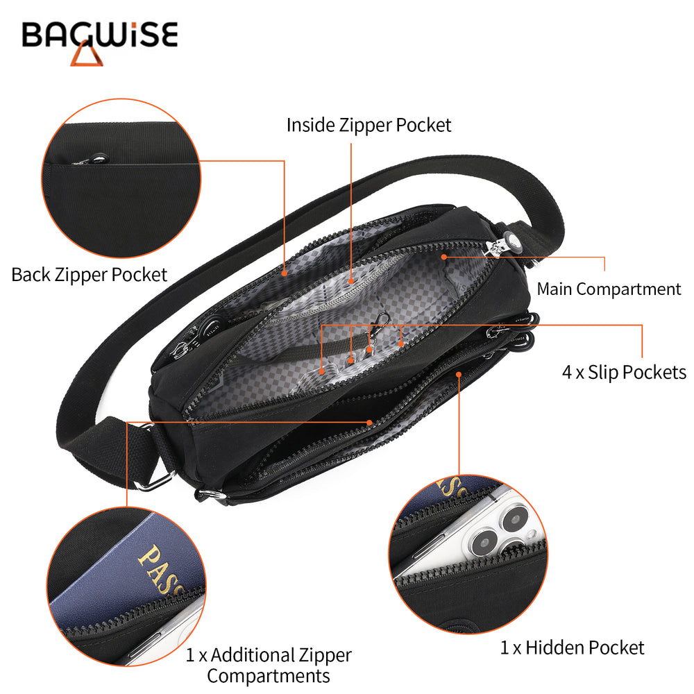 Crinkle Nylon Crossbody Shoulder Bag – Lightweight Water Repellent Unisex Sling Bag