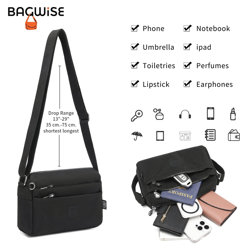 Crinkle Nylon Crossbody Shoulder Bag – Lightweight Water Repellent Unisex Sling Bag