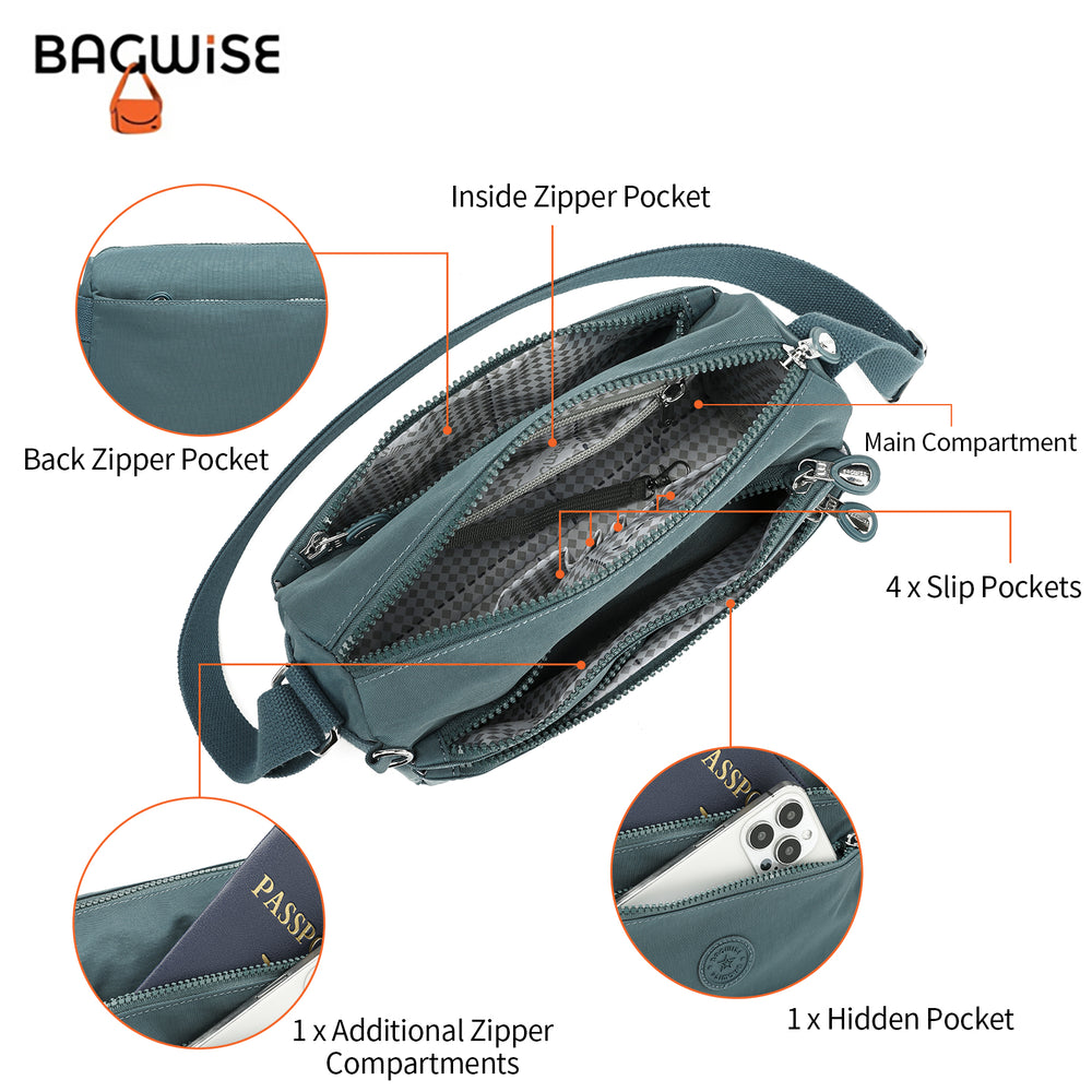 Crinkle Nylon Crossbody Shoulder Bag – Lightweight Water Repellent Unisex Sling Bag