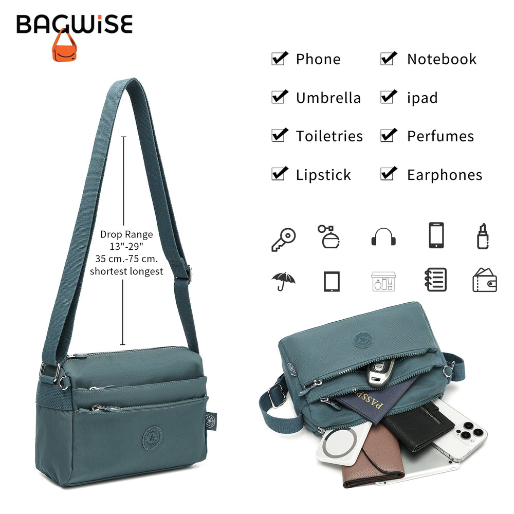 Crinkle Nylon Crossbody Shoulder Bag – Lightweight Water Repellent Unisex Sling Bag