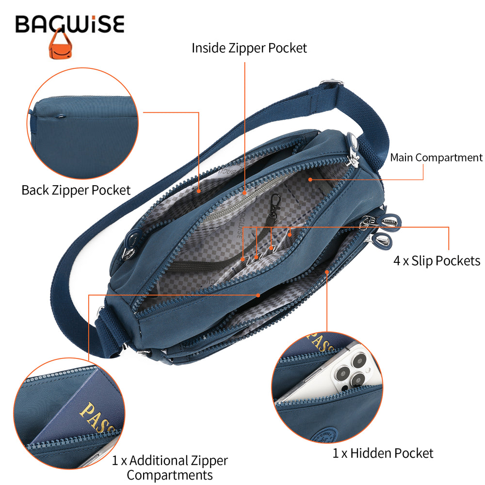 Crinkle Nylon Crossbody Shoulder Bag – Lightweight Water Repellent Unisex Sling Bag