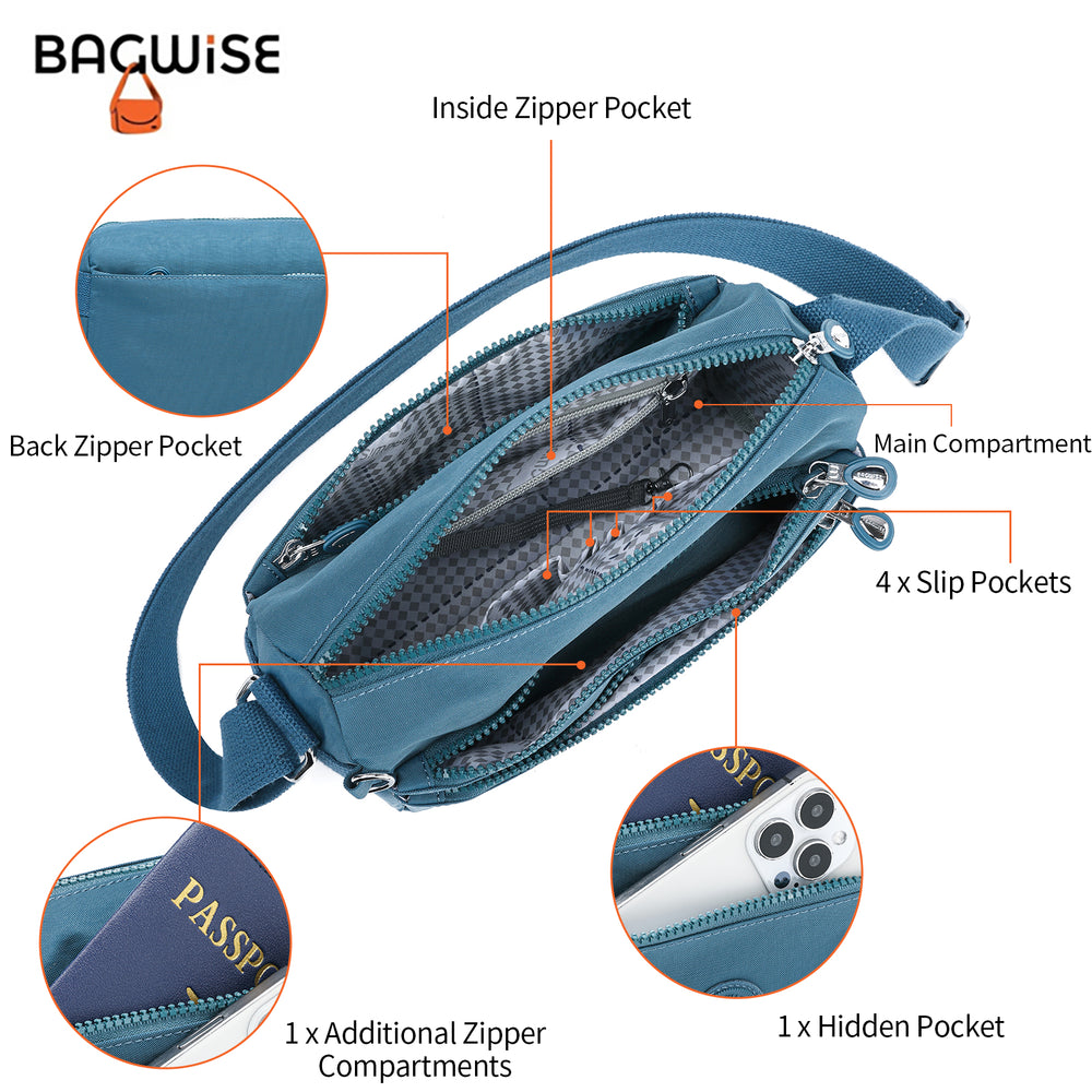 Crinkle Nylon Crossbody Shoulder Bag – Lightweight Water Repellent Unisex Sling Bag