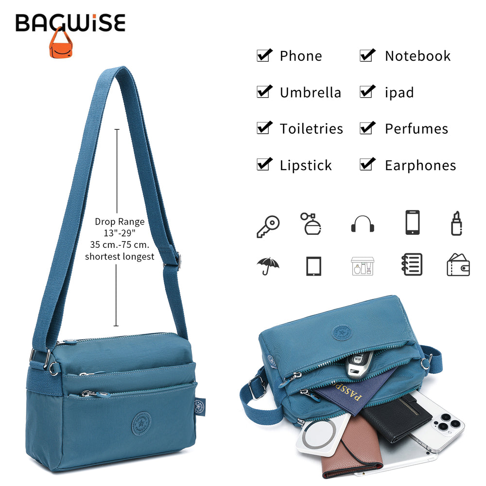 Crinkle Nylon Crossbody Shoulder Bag – Lightweight Water Repellent Unisex Sling Bag