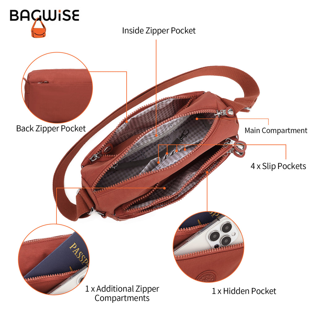 Crinkle Nylon Crossbody Shoulder Bag – Lightweight Water Repellent Unisex Sling Bag