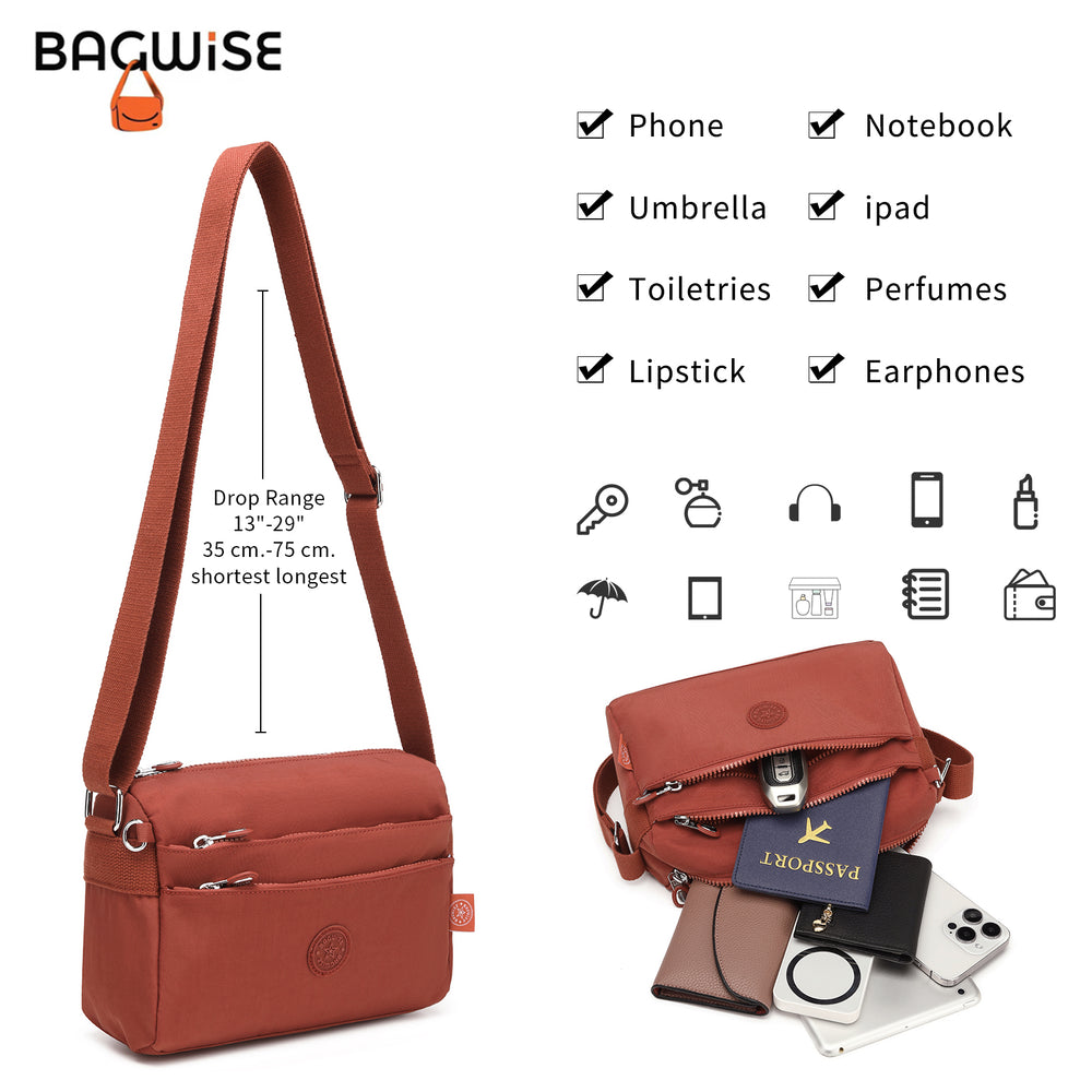 Crinkle Nylon Crossbody Shoulder Bag – Lightweight Water Repellent Unisex Sling Bag