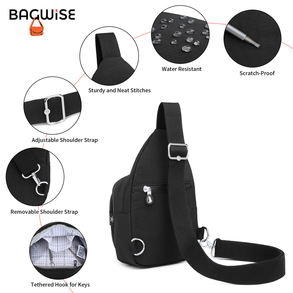 Crinkle Crossbody Sling Bag – Lightweight Water Repellent Vegan Shoulder Bag