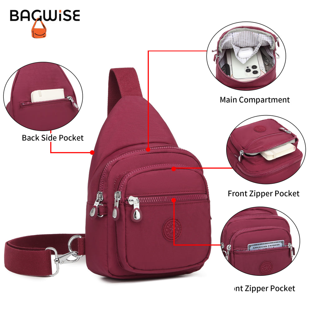 Crinkle Crossbody Sling Bag – Lightweight Water Repellent Vegan Shoulder Bag