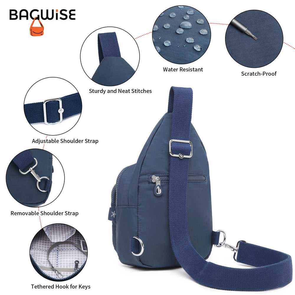 Crinkle Crossbody Sling Bag – Lightweight Water Repellent Vegan Shoulder Bag