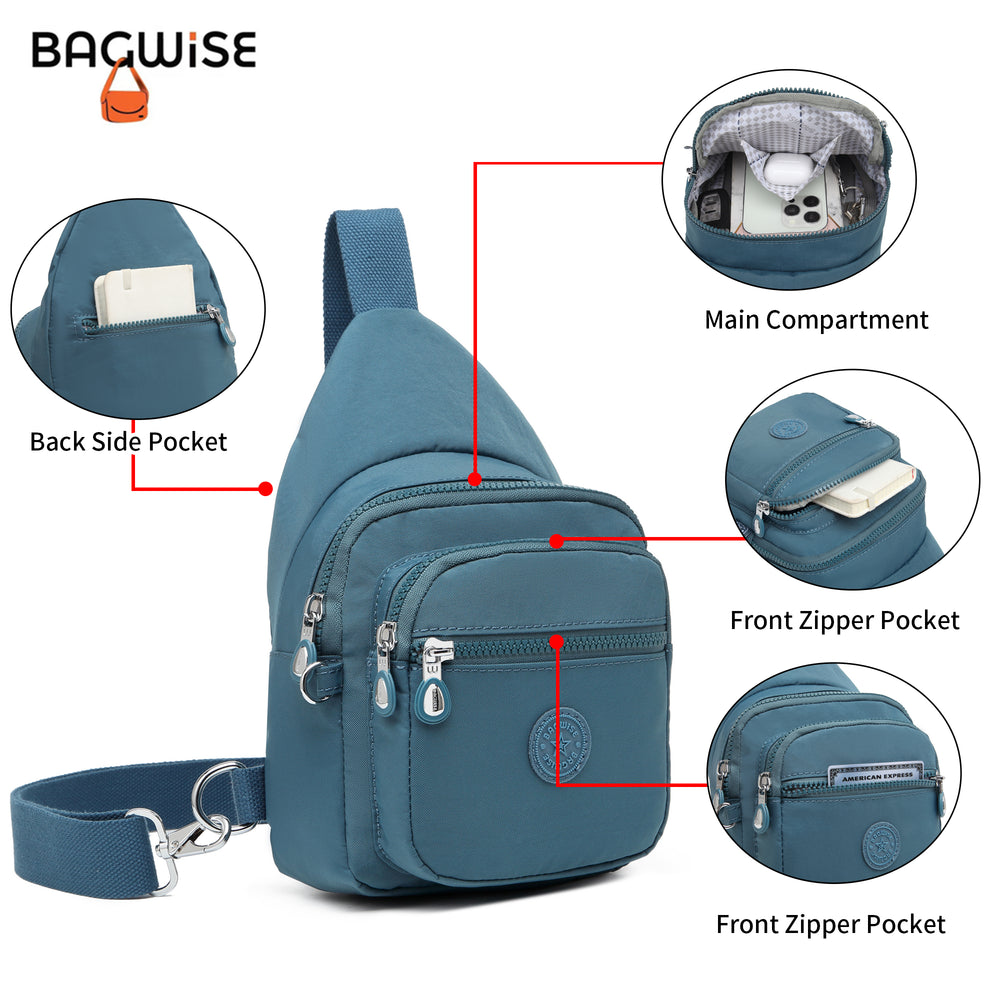 Crinkle Crossbody Sling Bag – Lightweight Water Repellent Vegan Shoulder Bag