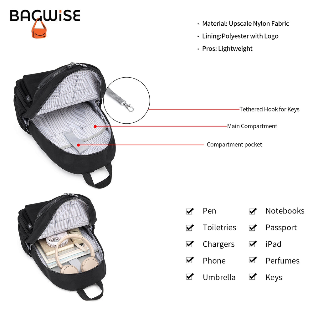 Crinkle Nylon Laptop Backpack – Water Repellent School Backpack Unisex 15.6