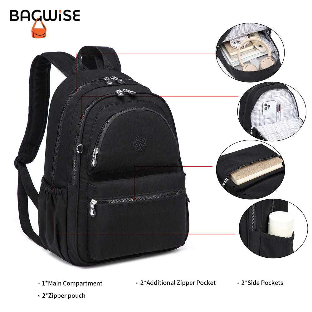 Crinkle Nylon Laptop Backpack – Water Repellent School Backpack Unisex 15.6