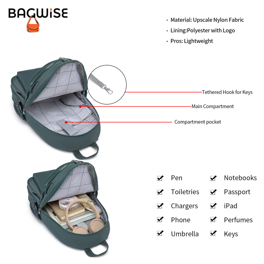 Crinkle Nylon Laptop Backpack – Water Repellent School Backpack Unisex 15.6