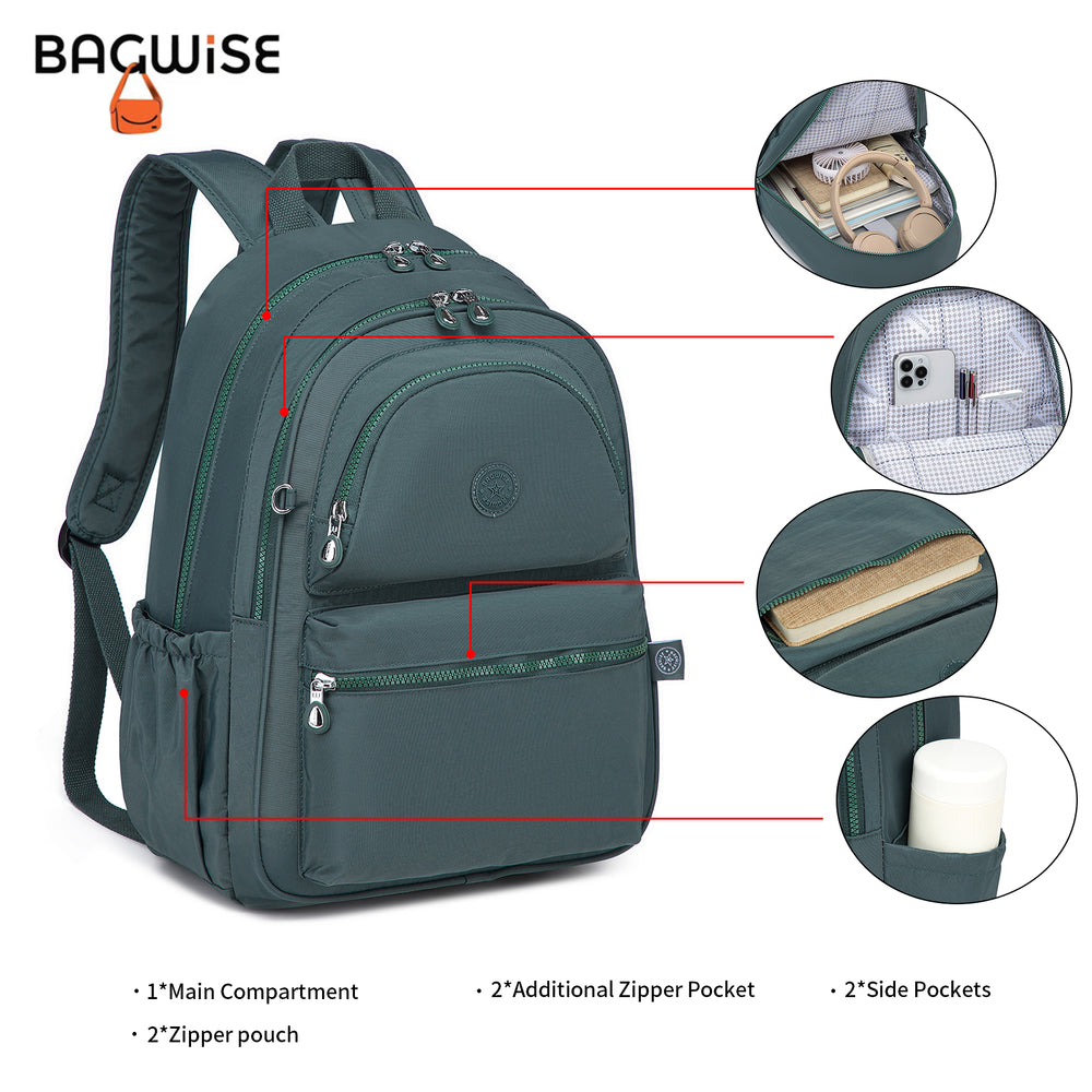 Crinkle Nylon Laptop Backpack – Water Repellent School Backpack Unisex 15.6