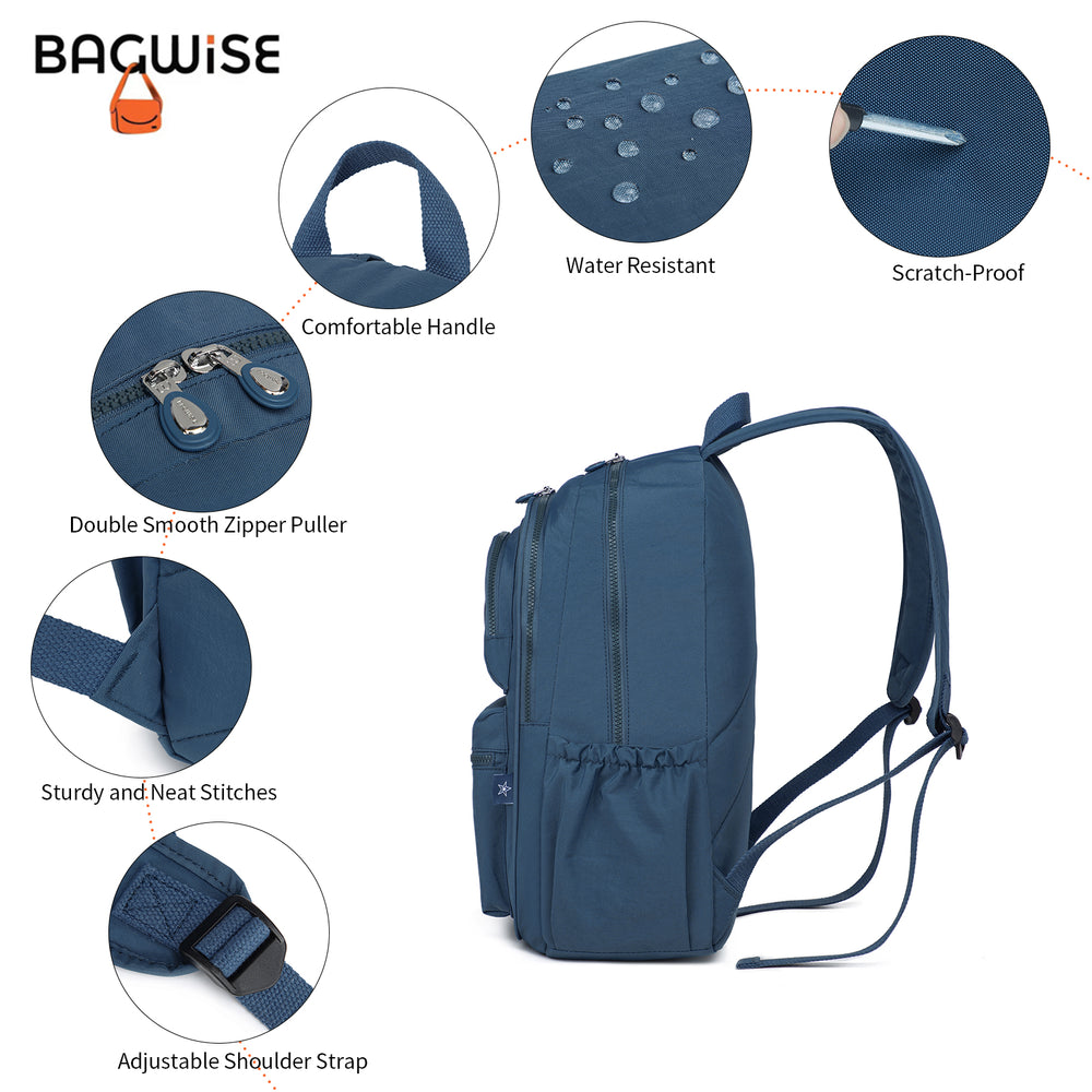 Crinkle Nylon Laptop Backpack – Water Repellent School Backpack Unisex 15.6