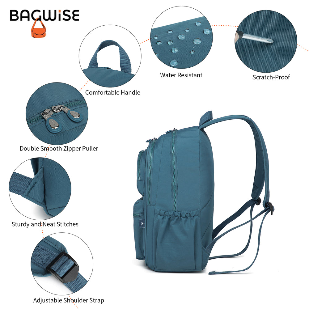 Crinkle Nylon Laptop Backpack – Water Repellent School Backpack Unisex 15.6