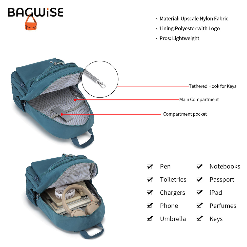 Crinkle Nylon Laptop Backpack – Water Repellent School Backpack Unisex 15.6