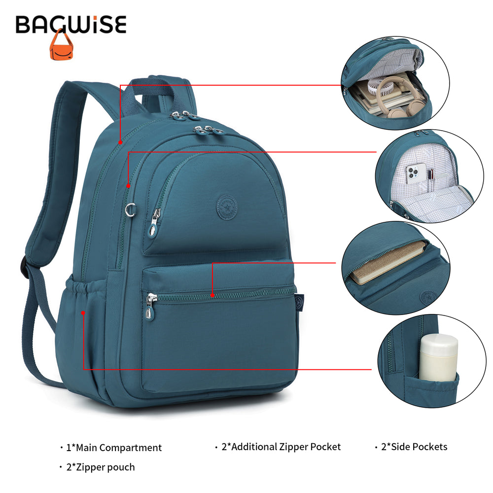 Crinkle Nylon Laptop Backpack – Water Repellent School Backpack Unisex 15.6