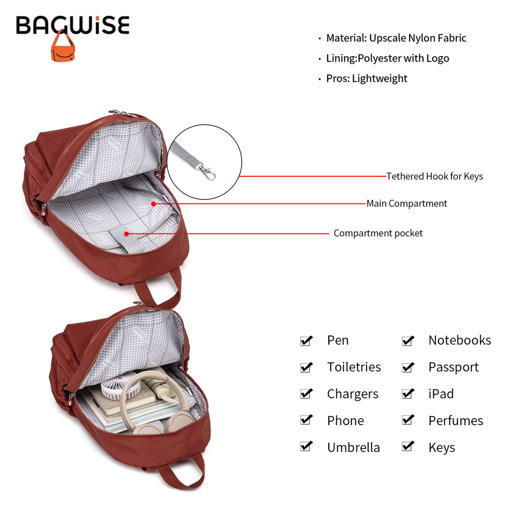 Crinkle Nylon Laptop Backpack – Water Repellent School Backpack Unisex 15.6