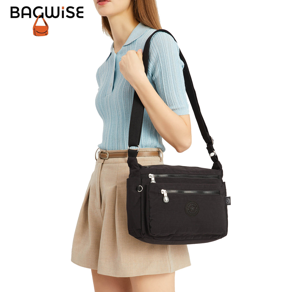Crinkle Nylon Crossbody Shoulder Bag – Lightweight Water Repellent Unisex Sling Bag