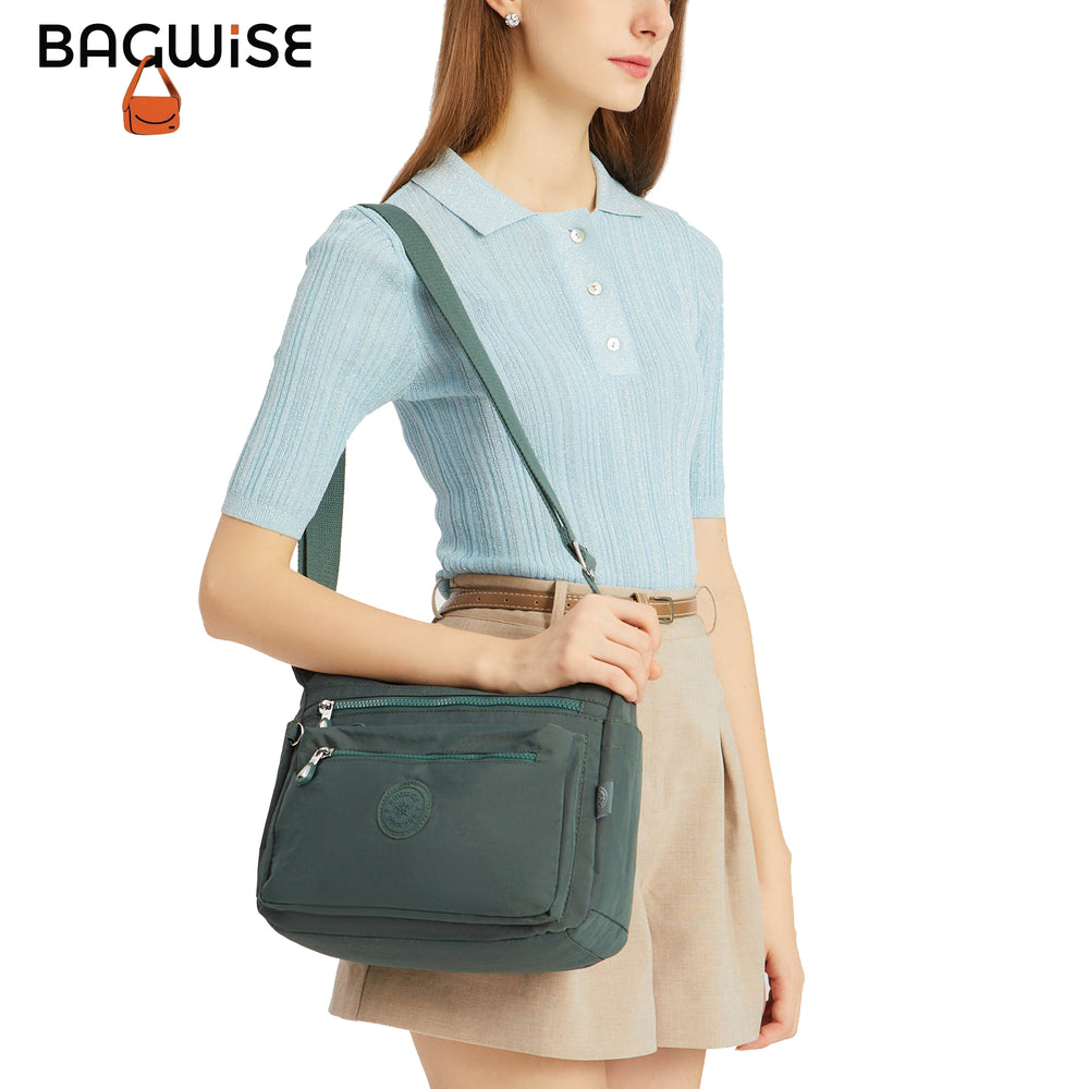 Crinkle Nylon Crossbody Shoulder Bag – Lightweight Water Repellent Unisex Sling Bag