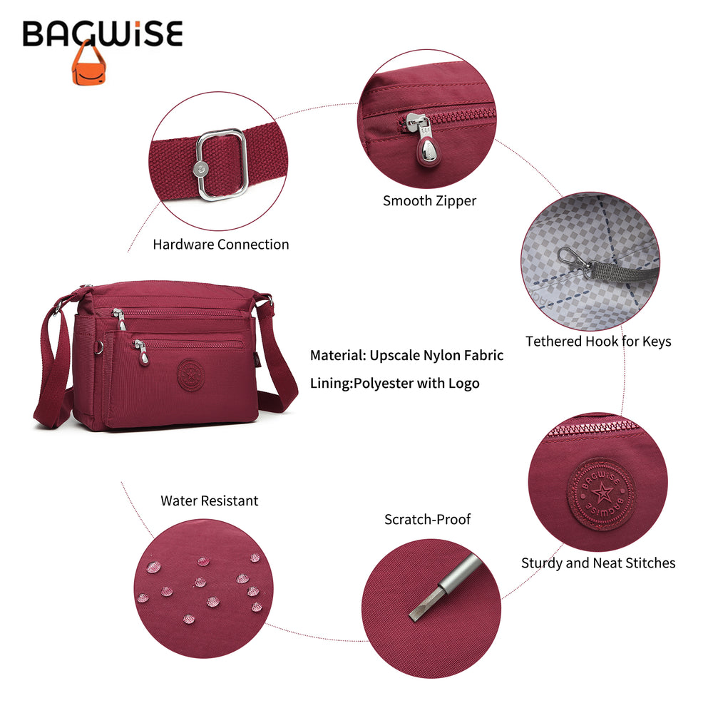 Crinkle Nylon Crossbody Shoulder Bag – Lightweight Water Repellent Unisex Sling Bag