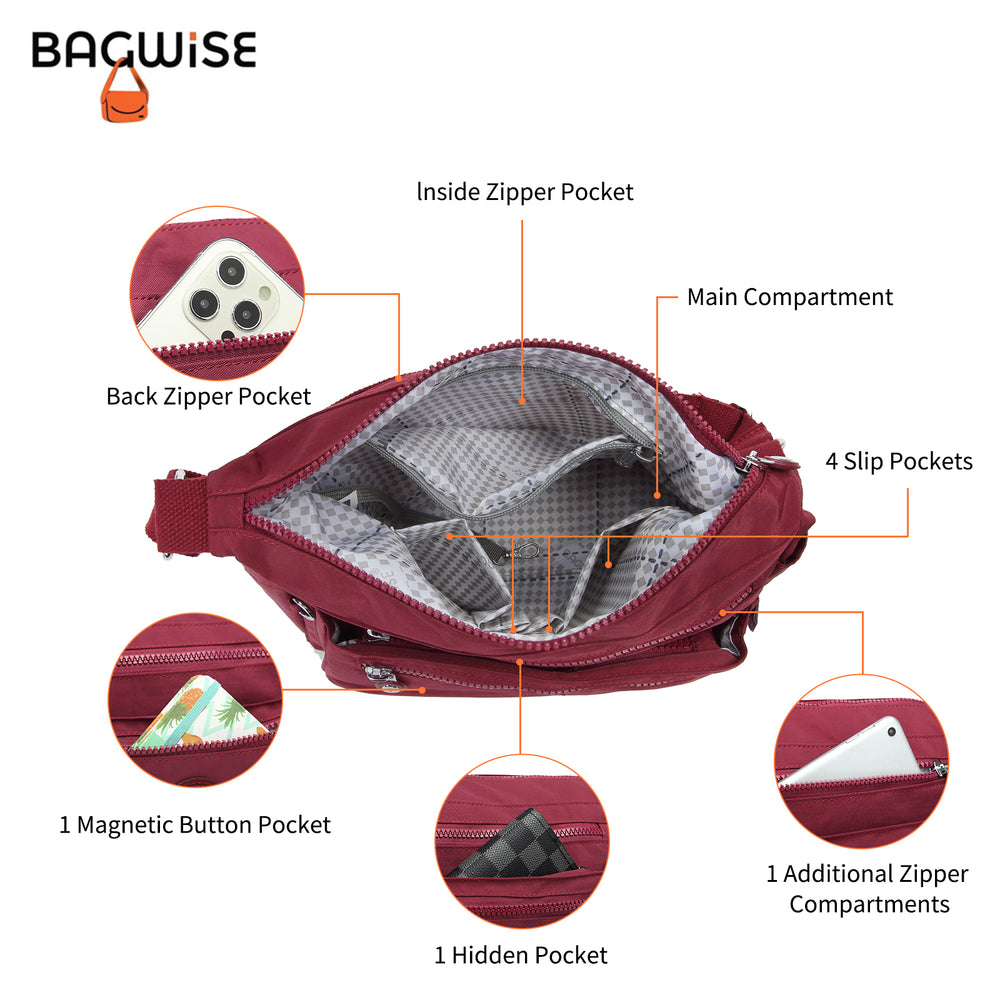 Crinkle Nylon Crossbody Shoulder Bag – Lightweight Water Repellent Unisex Sling Bag