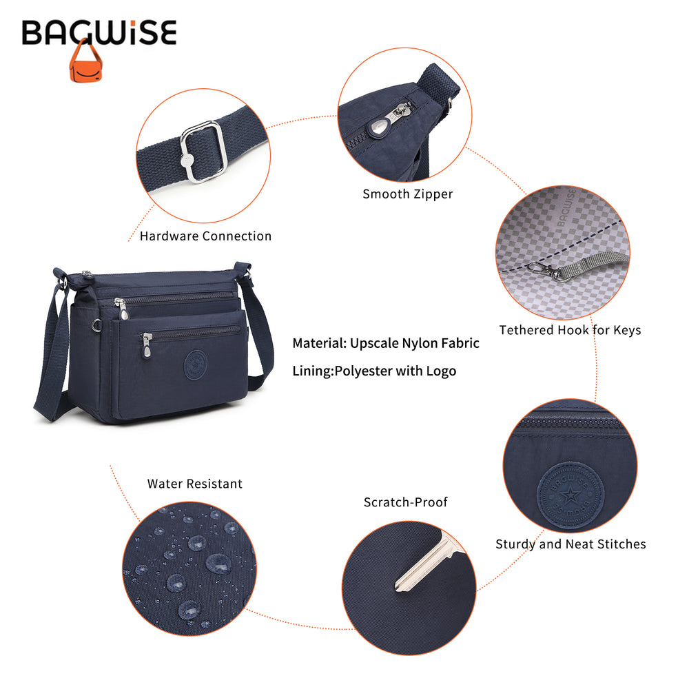 Crinkle Nylon Crossbody Shoulder Bag – Lightweight Water Repellent Unisex Sling Bag
