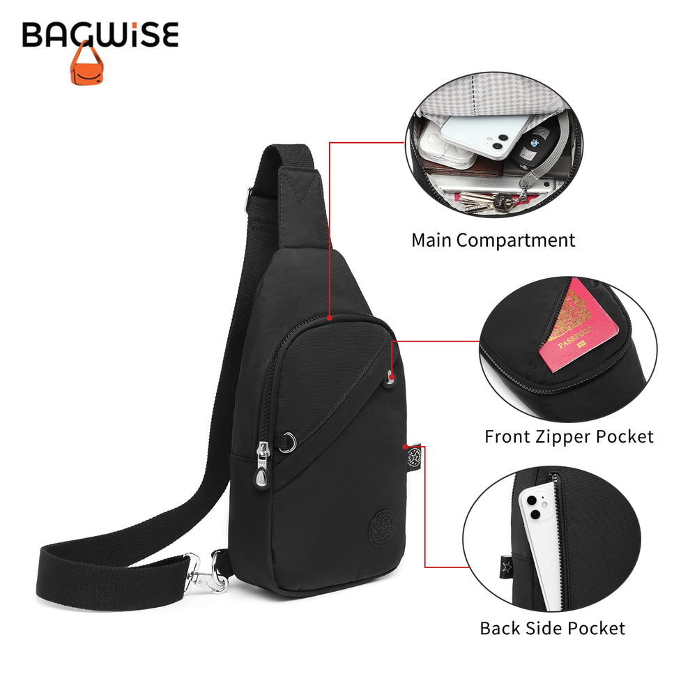Crinkle Crossbody Sling Bag – Lightweight Anti Theft Water Repellent Vegan Shoulder Bag