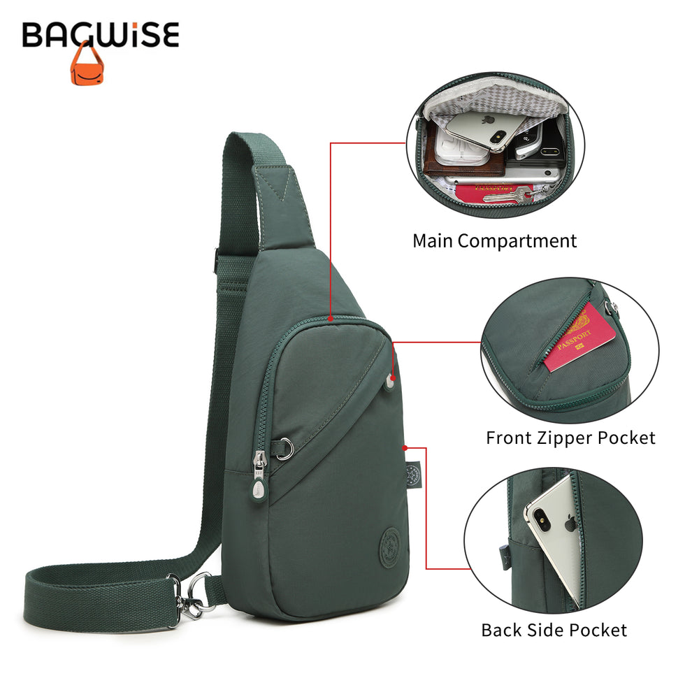 Crinkle Crossbody Sling Bag – Lightweight Anti Theft Water Repellent Vegan Shoulder Bag