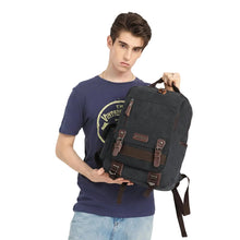 Canvas Backpack – Water Repellent Vegan Leather Laptop Backpack Unisex Black Anthracite