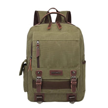 Canvas Backpack – Water Repellent Vegan Leather Laptop Backpack Unisex Dark Green