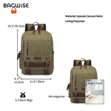 Canvas Backpack – Water Repellent Vegan Leather Laptop Backpack Unisex Dark Green