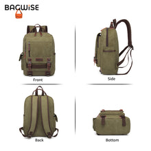 Canvas Backpack – Water Repellent Vegan Leather Laptop Backpack Unisex Dark Green