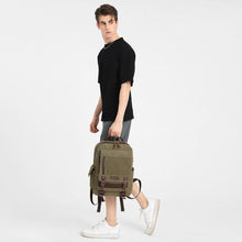 Canvas Backpack – Water Repellent Vegan Leather Laptop Backpack Unisex Dark Green