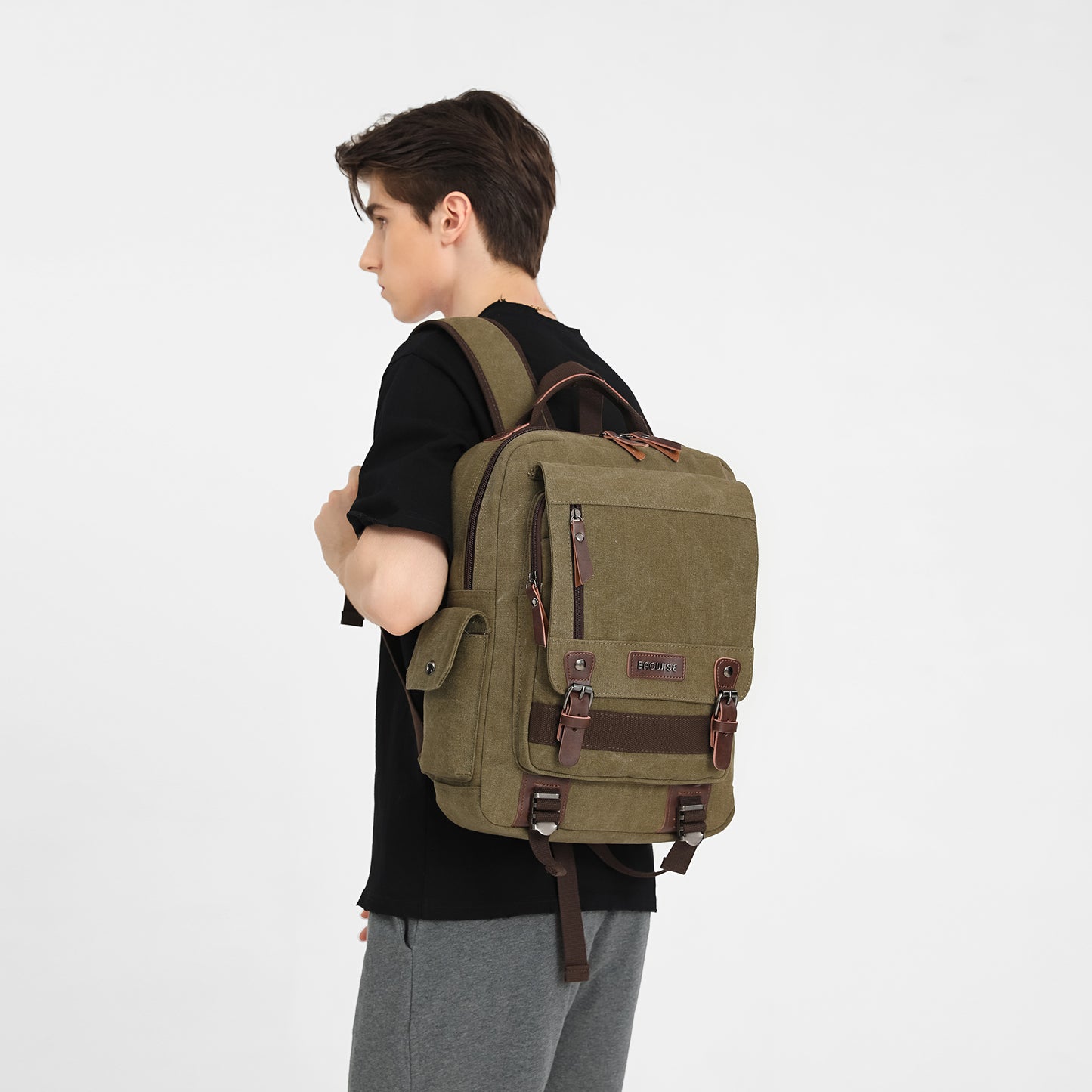 BAGWISE Canvas Backpack - 1270 - Dark Green