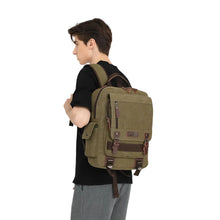 Canvas Backpack – Water Repellent Vegan Leather Laptop Backpack Unisex Dark Green