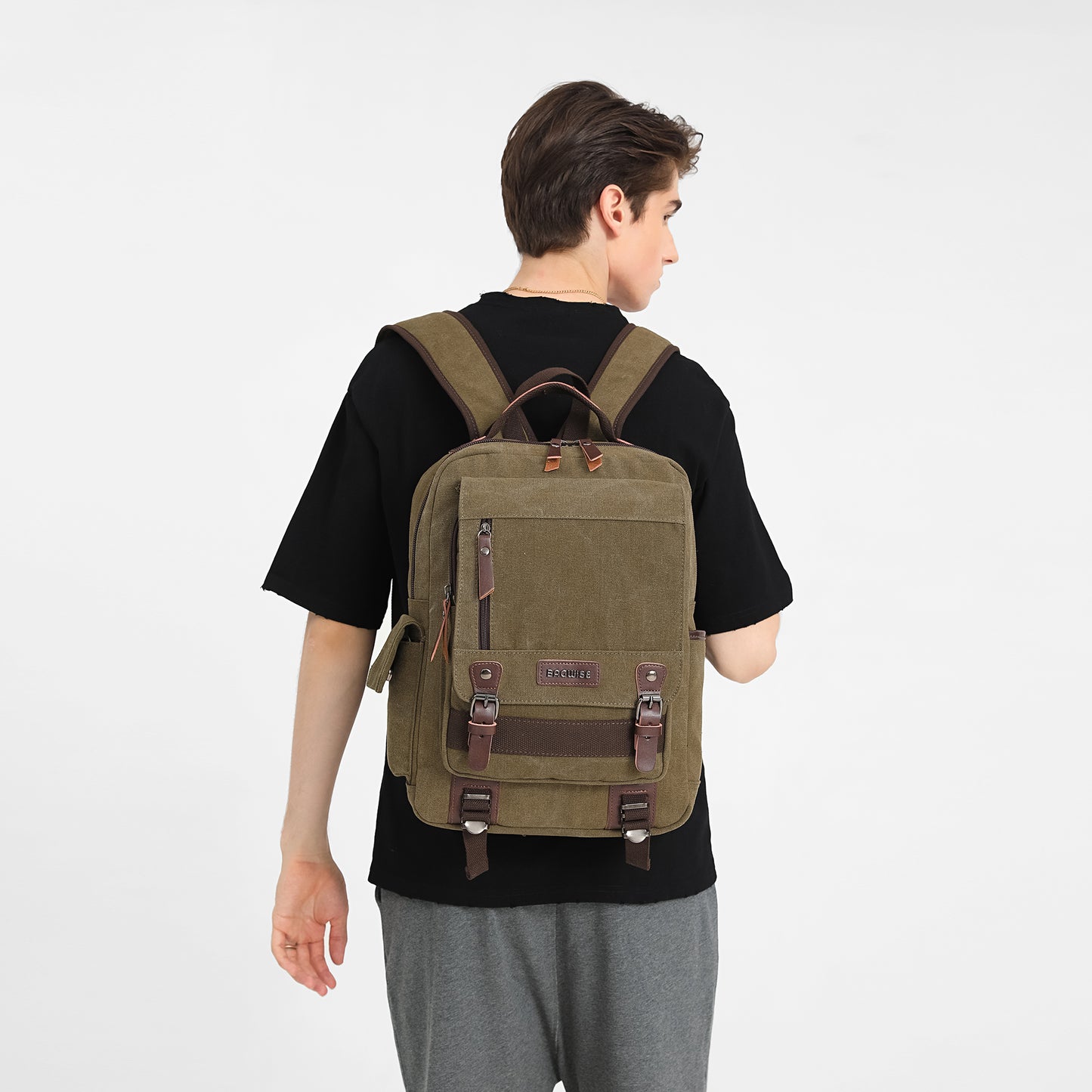 BAGWISE Canvas Backpack - 1270 - Dark Green